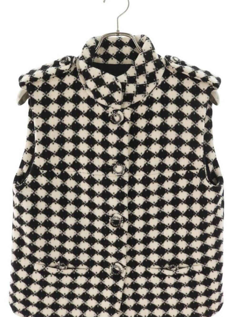 Chanel Diamond Pattern Wool Short Vest 40